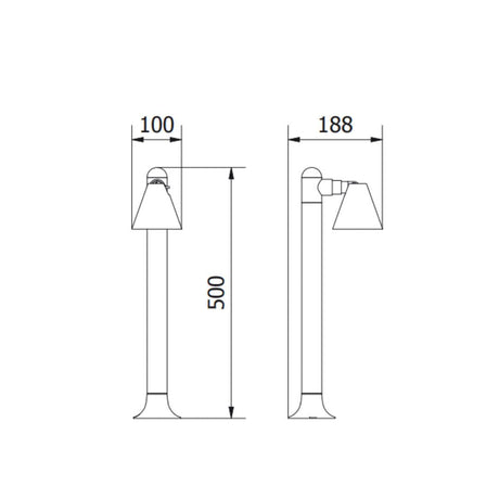 LED Gartenleuchte GU10, Wegeleuchte, 50 cm Säule, IP44, schwarz.