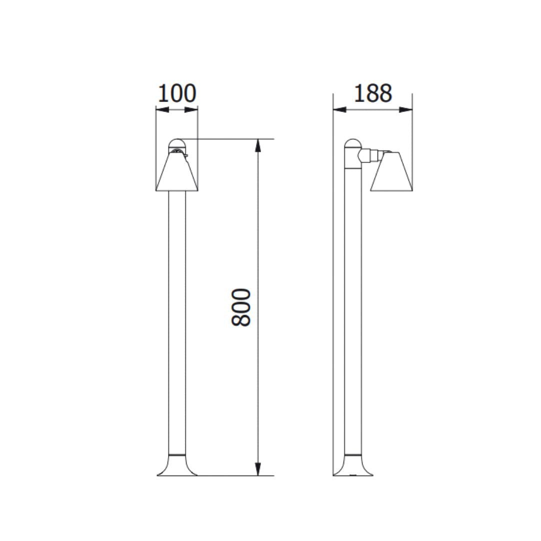 LED Gartenleuchte GU10, Wegeleuchte, 80 cm Säule, IP44, schwarz.