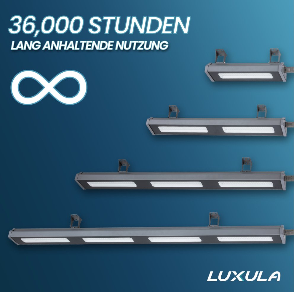 LED-HighBay, linear, 100 W, 12400 lm, 5000 K (neutralweiß), IP65, TÜV-geprüft  Lichttechnik24.de.