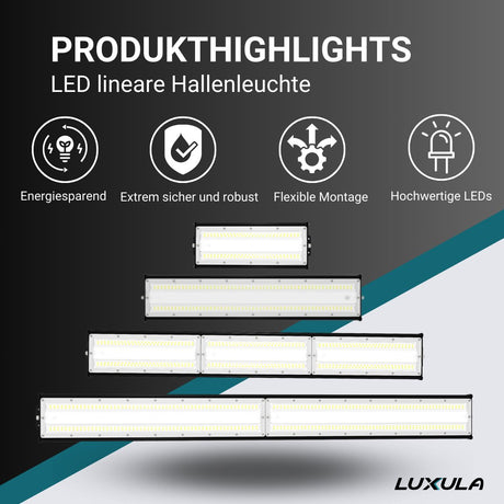 LED-HighBay, linear, 150 W, 18000 lm, 5000 K (neutralweiß), IP65, LUMILEDS LEDs  Lichttechnik24.de.