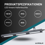 LED-HighBay, linear, 150 W, 18700 lm, 5000 K (neutralweiß), IP65, TÜV-geprüft  Lichttechnik24.de.
