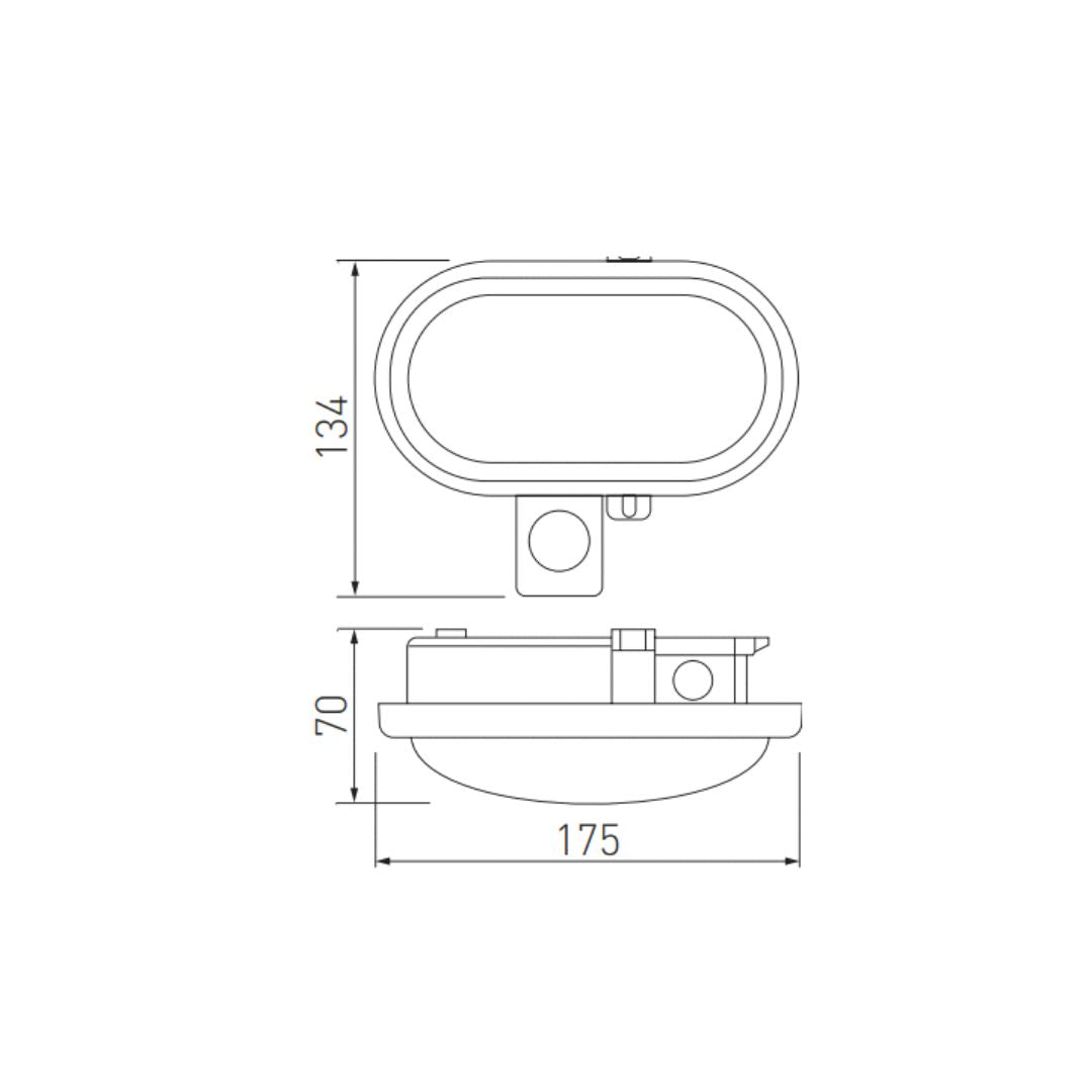 LED Kellerleuchte mit Bewegungsmelder, 6W, 400lm, 4000K, IP54, oval.