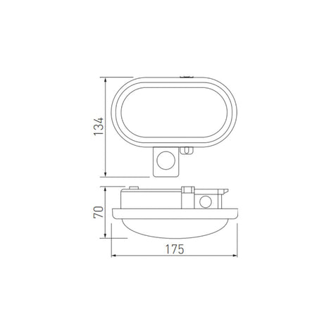 LED Kellerleuchte mit Bewegungsmelder, 6W, 400lm, 4000K, IP54, oval.
