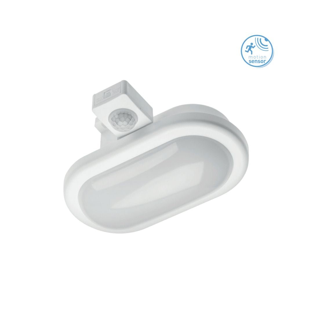 LED Kellerleuchte mit Bewegungsmelder, 6W, 400lm, 4000K, IP54, oval.