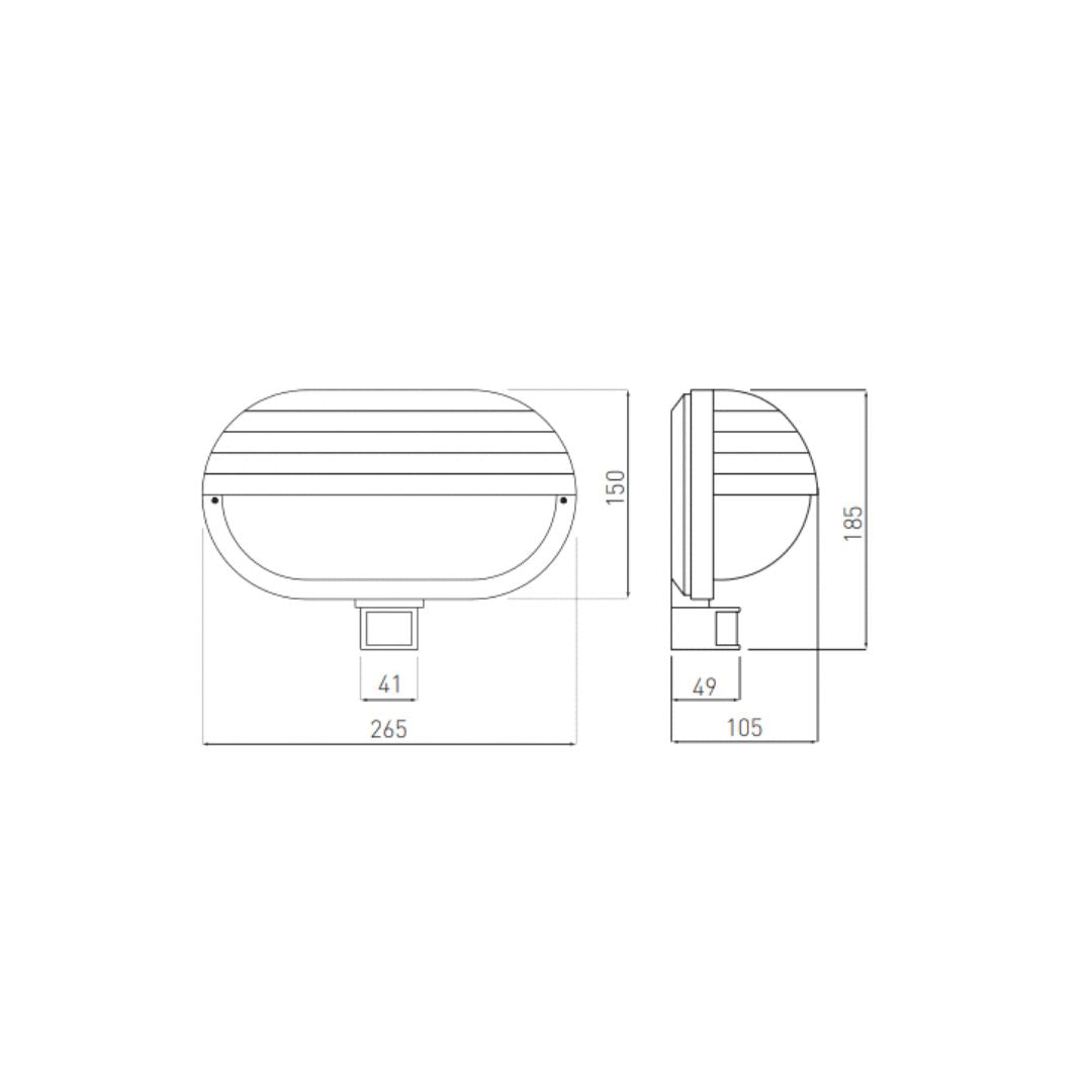 E27-Kellerleuchte, integrierter Bewegungsmelder, für LED Leuchtmittel, IP40.