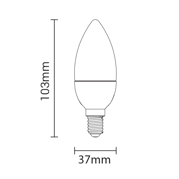 LED-Leuchtmittel, 6W, 480 Lumen, E14, Kerzenform.