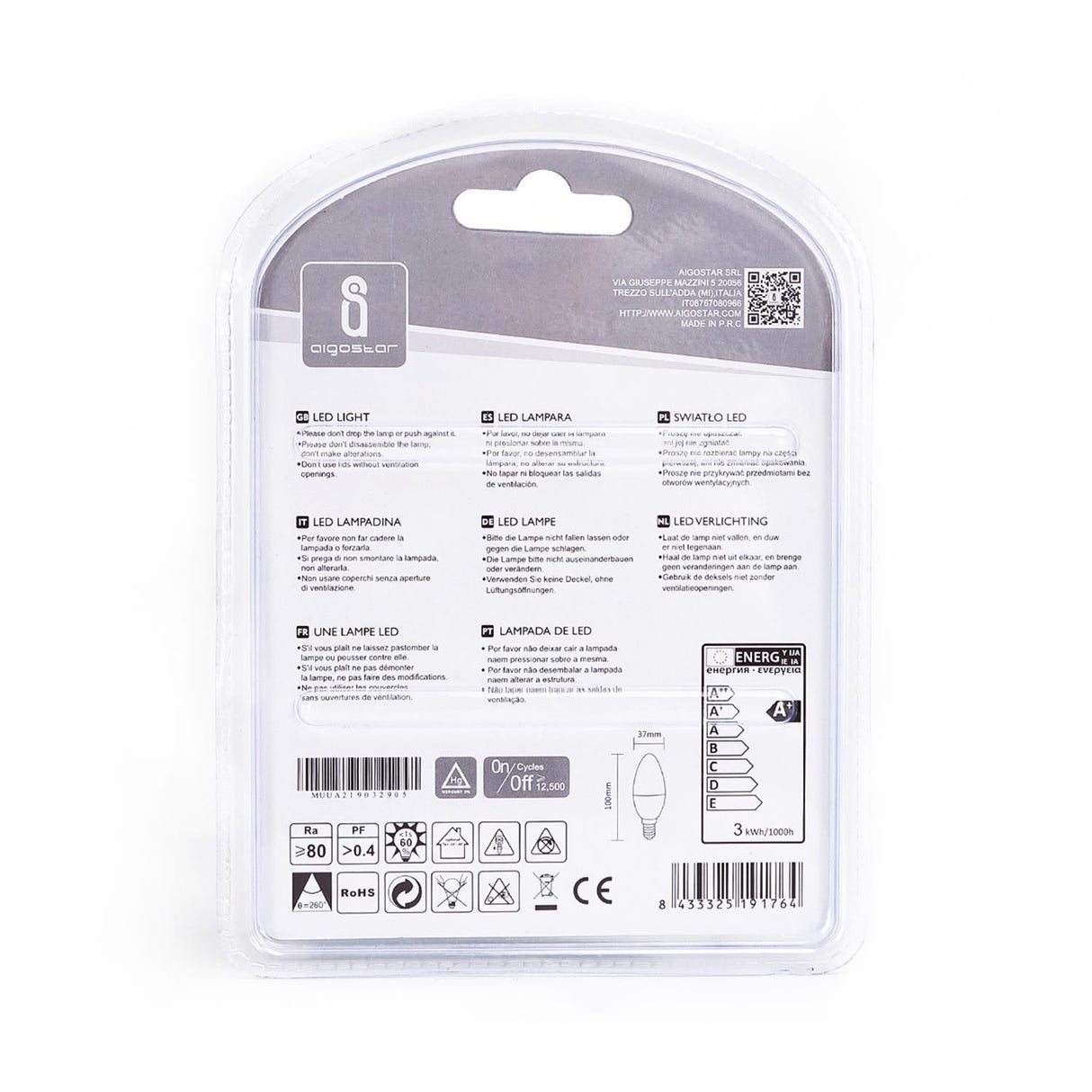 LED Leuchtmittel, E14, 3 W, 255 lm, 3000 K, 2 Stk..