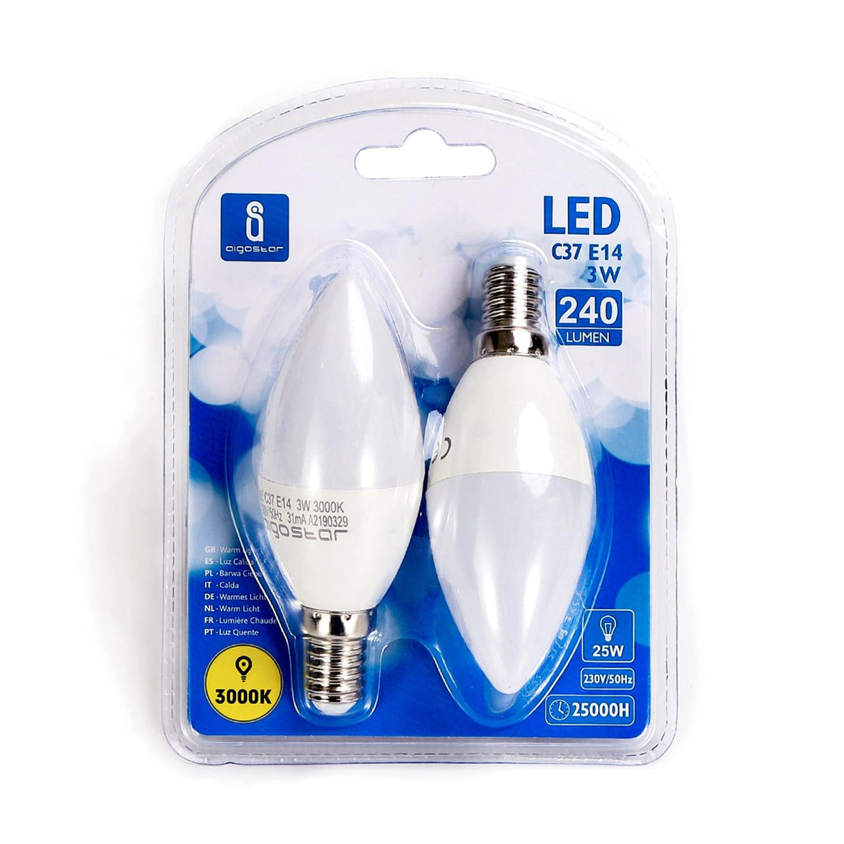 LED Leuchtmittel, E14, 3 W, 255 lm, 3000 K, 2 Stk.  Lichttechnik24.de.