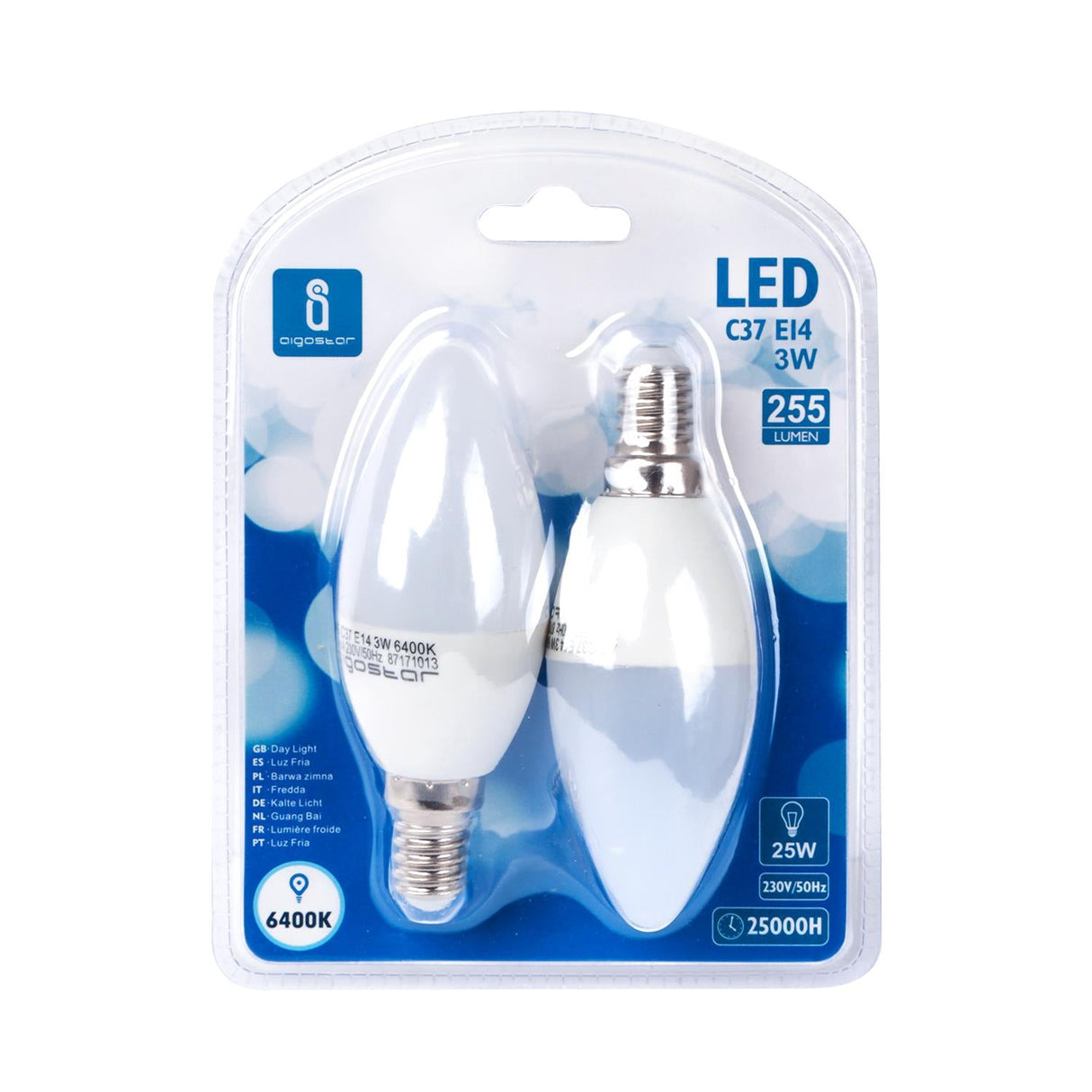 LED Leuchtmittel, E14, 3 W, 255 lm, 6500 K, 2 Stk..