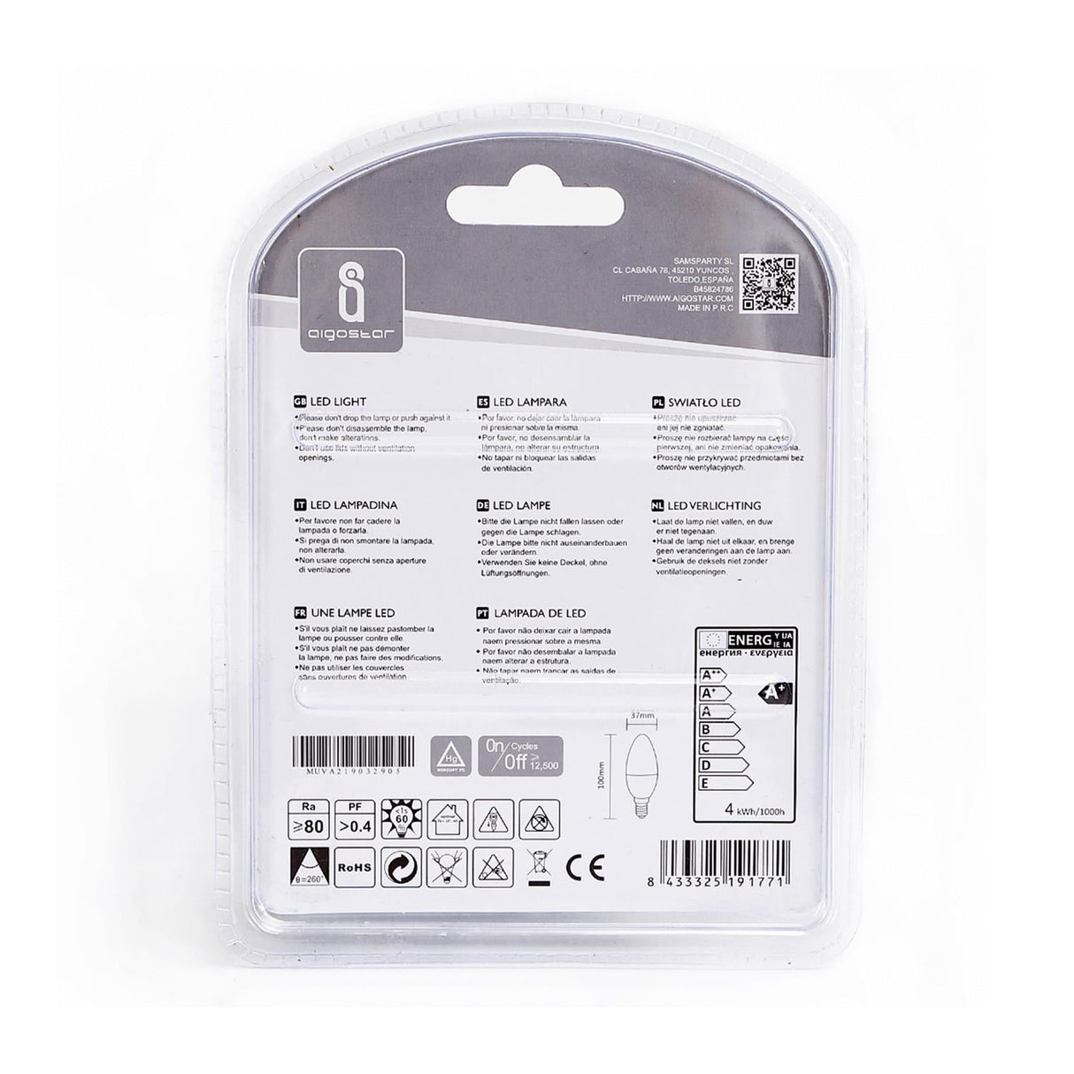 LED Leuchtmittel, E14, 4 W, 340 lm, 3000 K, 2 Stk..