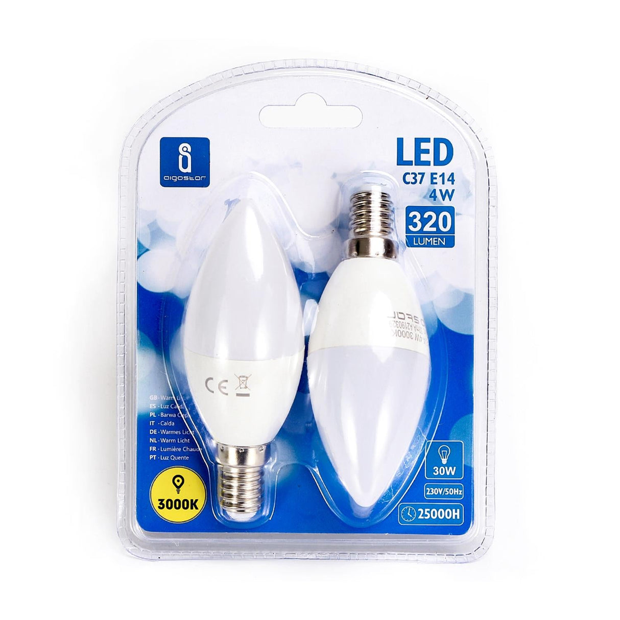 LED Leuchtmittel, E14, 4 W, 340 lm, 3000 K, 2 Stk..
