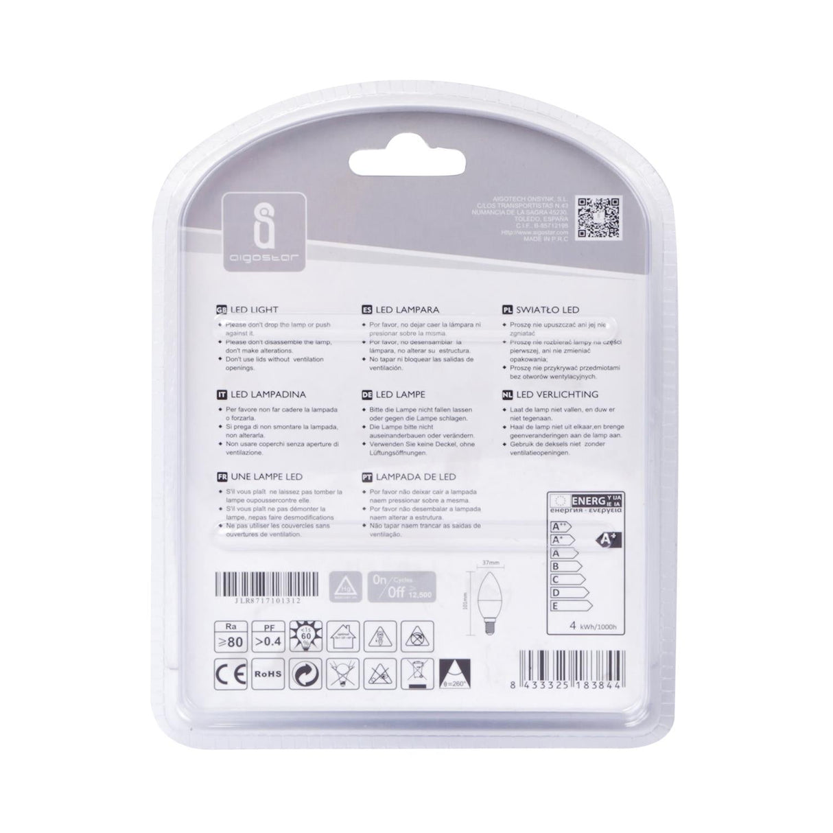 LED Leuchtmittel, E14, 4 W, 340 lm, 6500 K, 2 Stk..