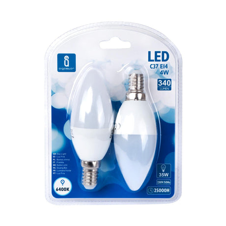 LED Leuchtmittel, E14, 4 W, 340 lm, 6500 K, 2 Stk.  Lichttechnik24.de.