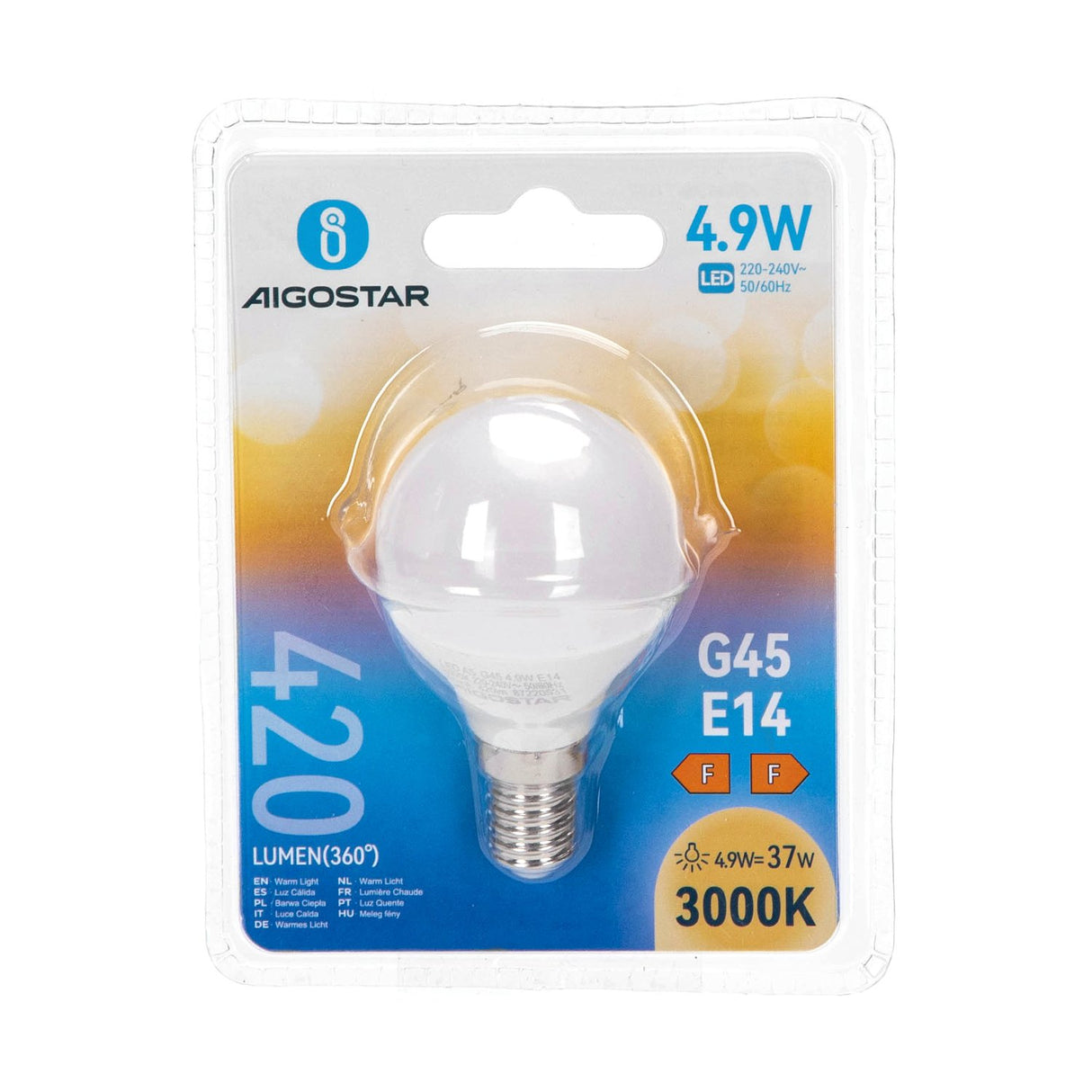 LED Leuchtmittel, E14, 4,9 W, 420 lm, 3000 K (warmweiß).