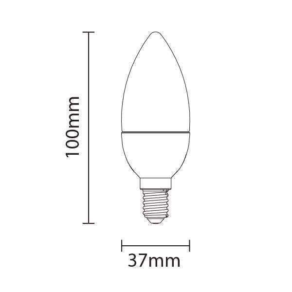 LED-Leuchtmittel, E14, 6W, 480lm, 6000K, Kerze.