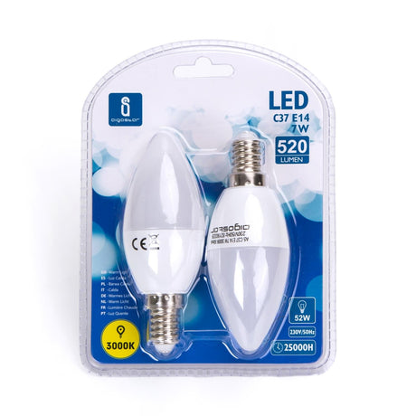 LED Leuchtmittel, E14, 7 W, 610 lm, 3000 K, 2 Stk.  Lichttechnik24.de.