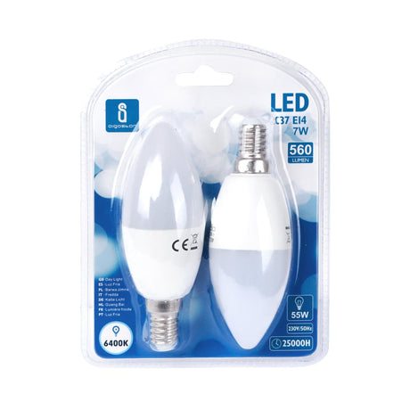 LED Leuchtmittel, E14, 7 W, 620 lm, 6500 K, 2 Stk.  Lichttechnik24.de.