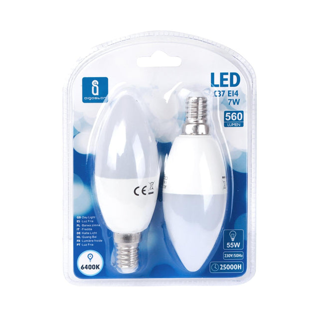 LED Leuchtmittel, E14, 7 W, 620 lm, 6500 K, 2 Stk..