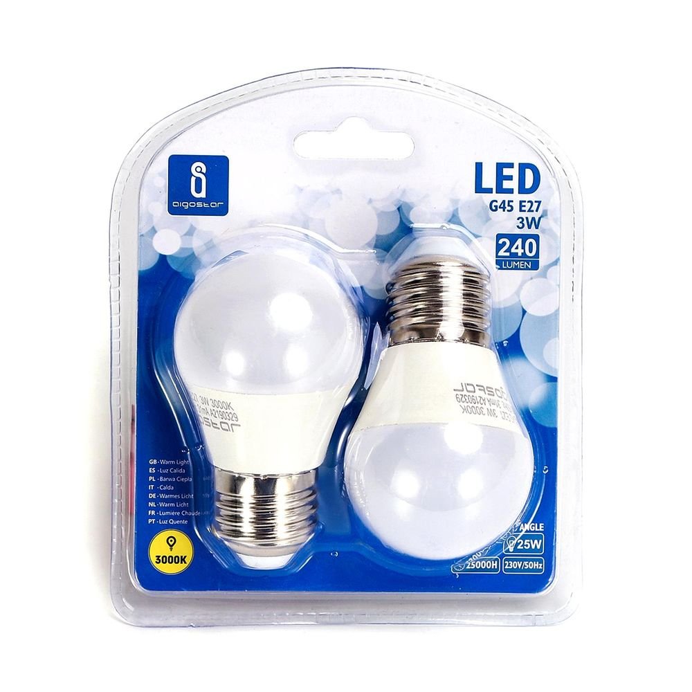 LED Leuchtmittel, E27, 3 W, 255 lm, 3000K, 2er.