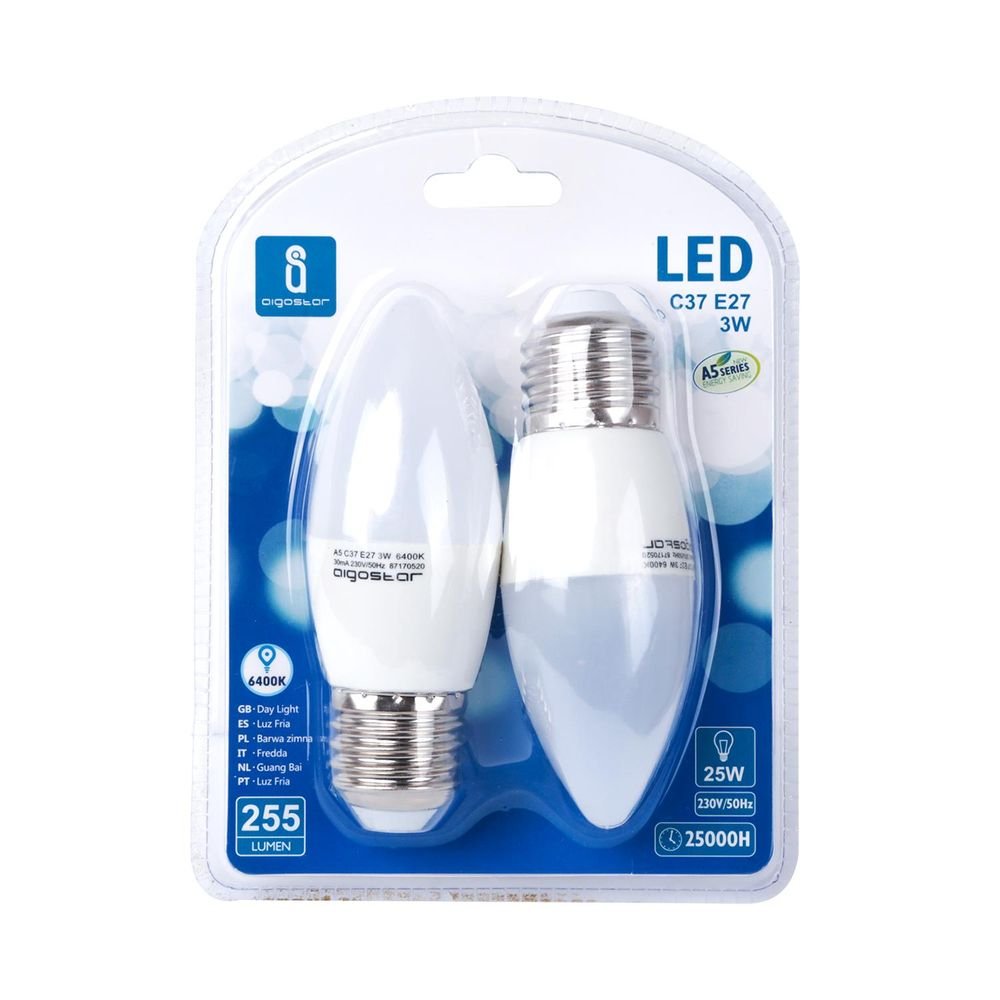LED Leuchtmittel, E27, 3 W, 255 lm, 6500 K, 2er.