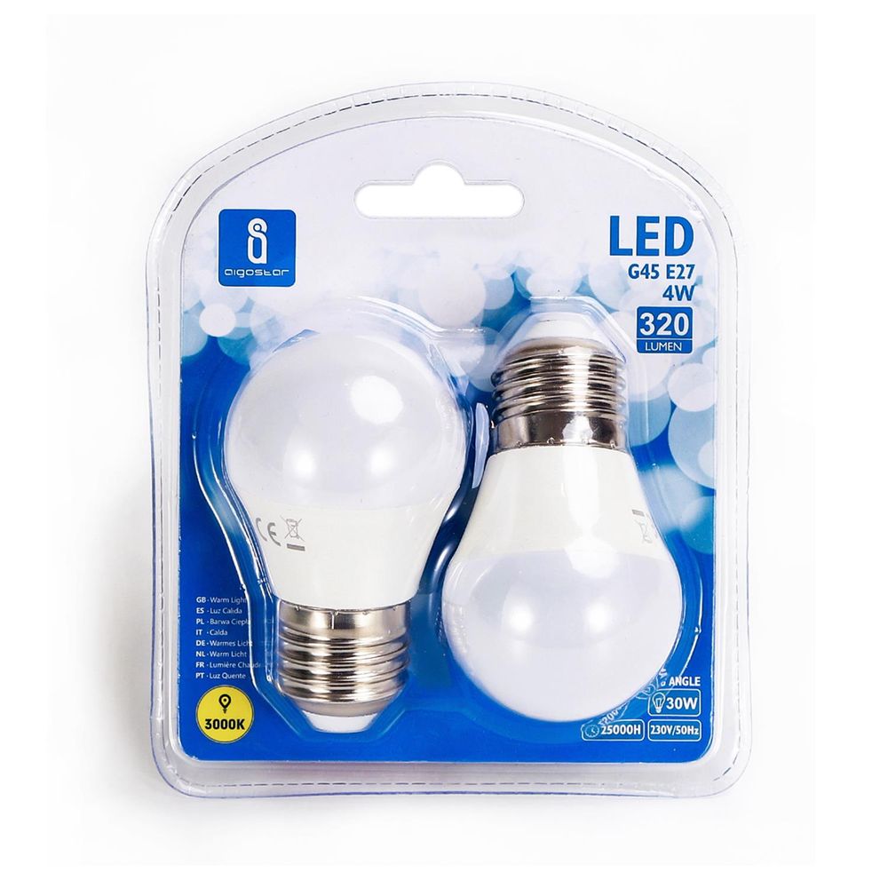 LED Leuchtmittel, E27, 4 W, 340 lm, 3000 K, 2er.