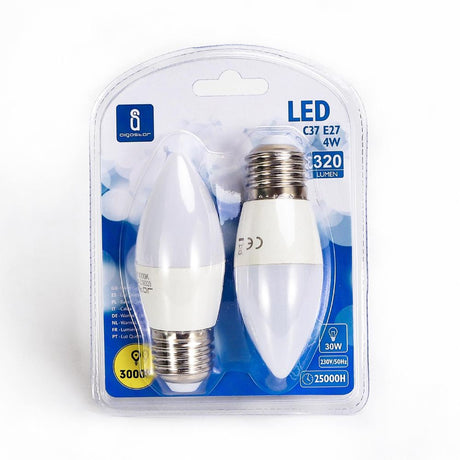 LED Leuchtmittel, E27, 4 W, 340 lm, 3000 K, 2er  Lichttechnik24.de.