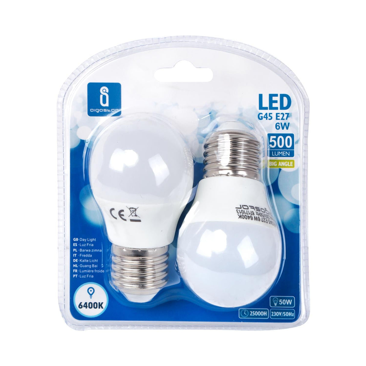 LED Leuchtmittel, E27, 6 W, 510 lm, 6500 K, 2er.