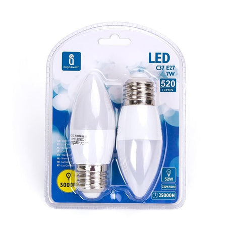 LED Leuchtmittel, E27, 7 W, 610 lm, 3000 K, 2er.