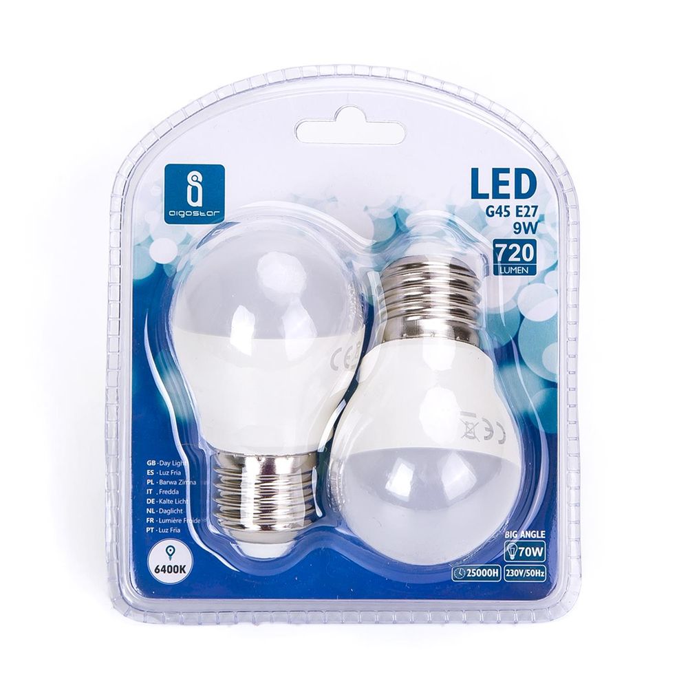 LED Leuchtmittel, E27, 9 W, 840 lm, 6500 K, 2er.