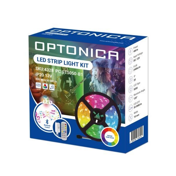 LED-Leuchtstreifen Set, RGB, 12 V, 30 LEDs, Netzteil + APP Steuerung + Bluetooth Music, 5 m.