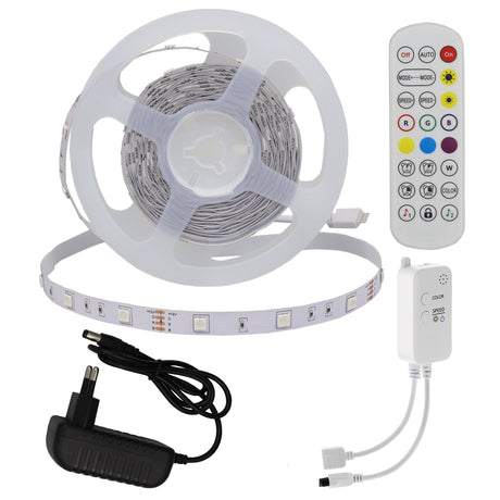 LED-Leuchtstreifen Set, RGB, 12 V, 30 LEDs, Netzteil + APP Steuerung + Bluetooth Music, 5 m.