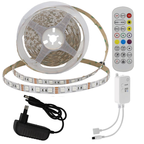 LED-Leuchtstreifen Set, RGB, 12 V, 60 LEDs, Netzteil + APP Steuerung + Bluetooth Music, 5 m  Lichttechnik24.de.