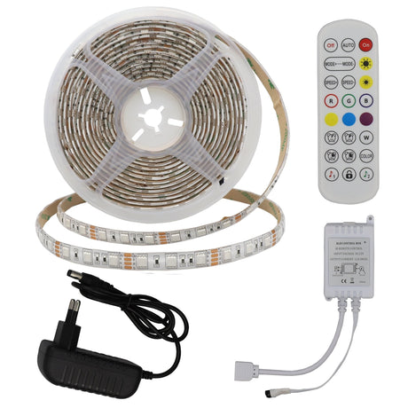 LED-Leuchtstreifen Set, RGB, 12 V, Netzteil + Fernbedienung, IP54.