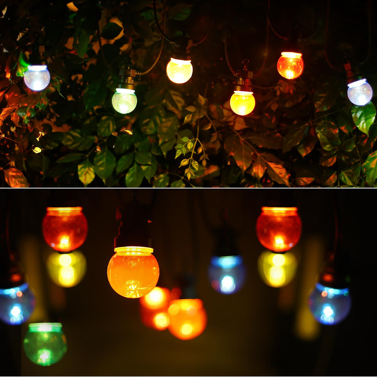 LED-Lichterkette, 10er, bunte Bulbs, warmweiß, 8 m.