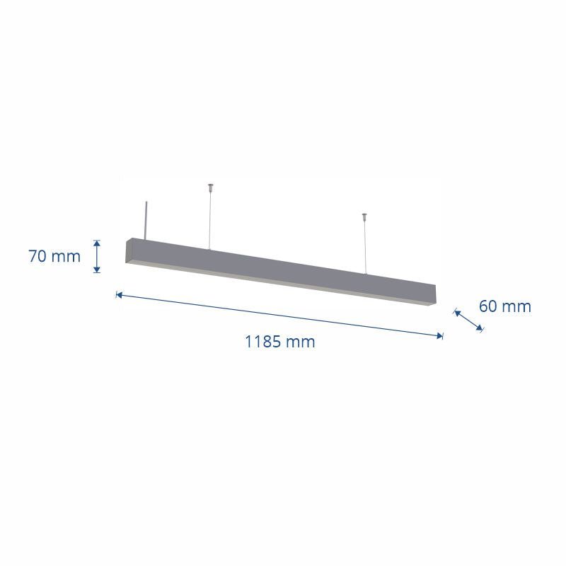 LED-Linear Büro-/Tresenleuchte, erweiterbar 40 W, 4000 K, silber.