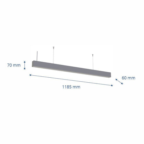 LED-Linear Büro-/Tresenleuchte, erweiterbar 40 W, 4000 K, silber.