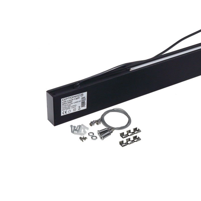 LED-Linear Büro-/Tresenleuchte up-down 50 W, 4000 K, schwarz.