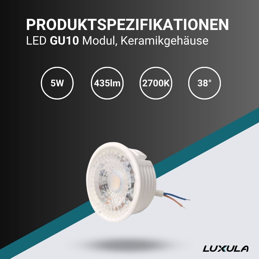 LED Modul, 5W, 435lm, 2700K, 38°, Keramikgehäuse, 20mm Aufbauhöhe.