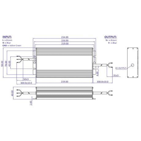LED-Netzteil, 264 W, 12V DC, 22 A, IP67.