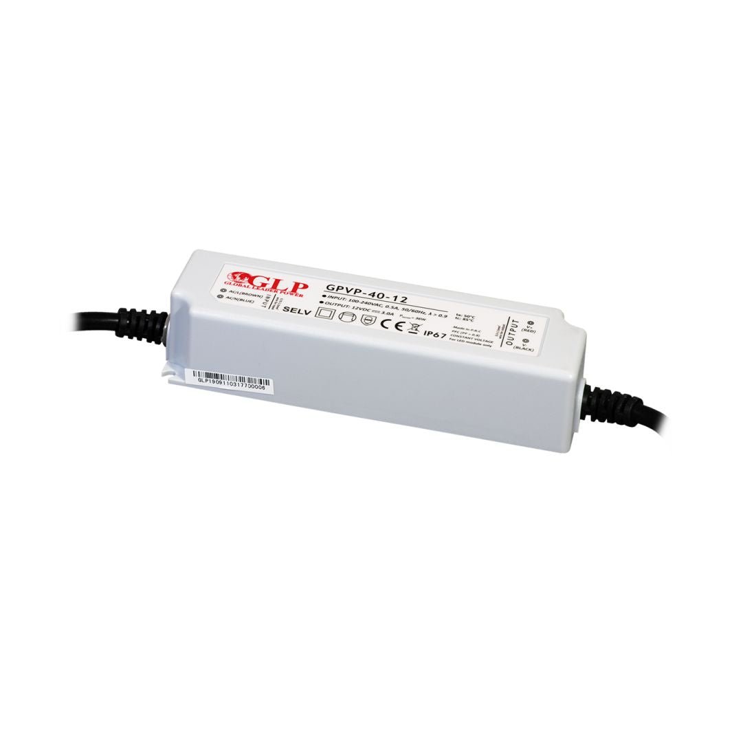 LED-Netzteil, 40 W, 12 V DC, 2 A, IP67, PFC Funktion.