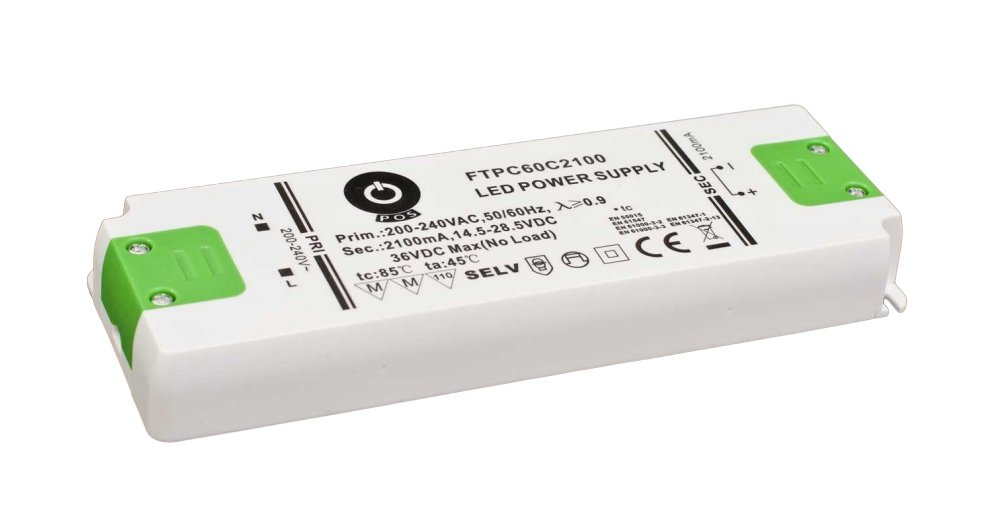 LED-Netzteil, 59,85 W, 1050 mA, 28,5-57 V DC.