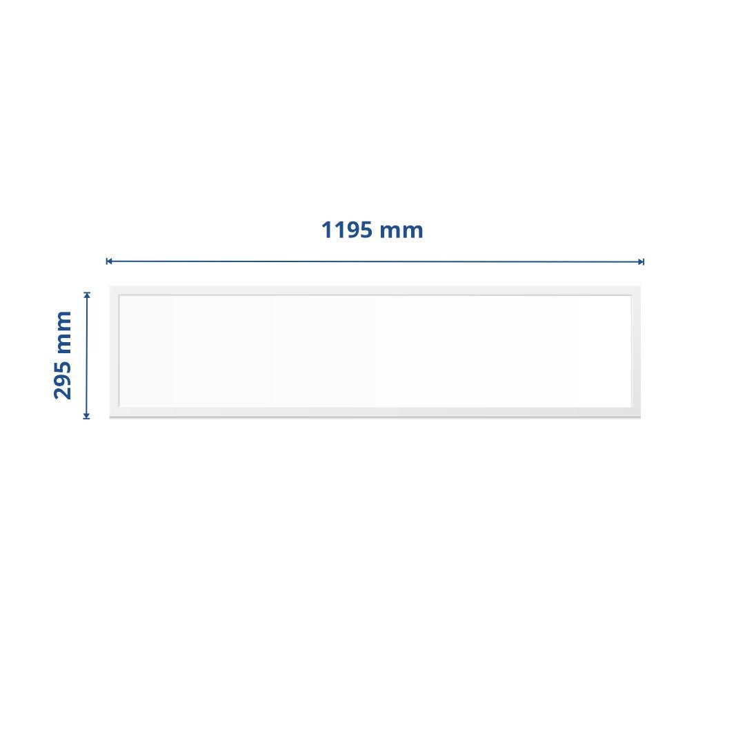 LED-Panel 120x30 cm, CRI 90, 40 W, 3000-6000 K, CCT, 3600 lm, flimmerfrei.