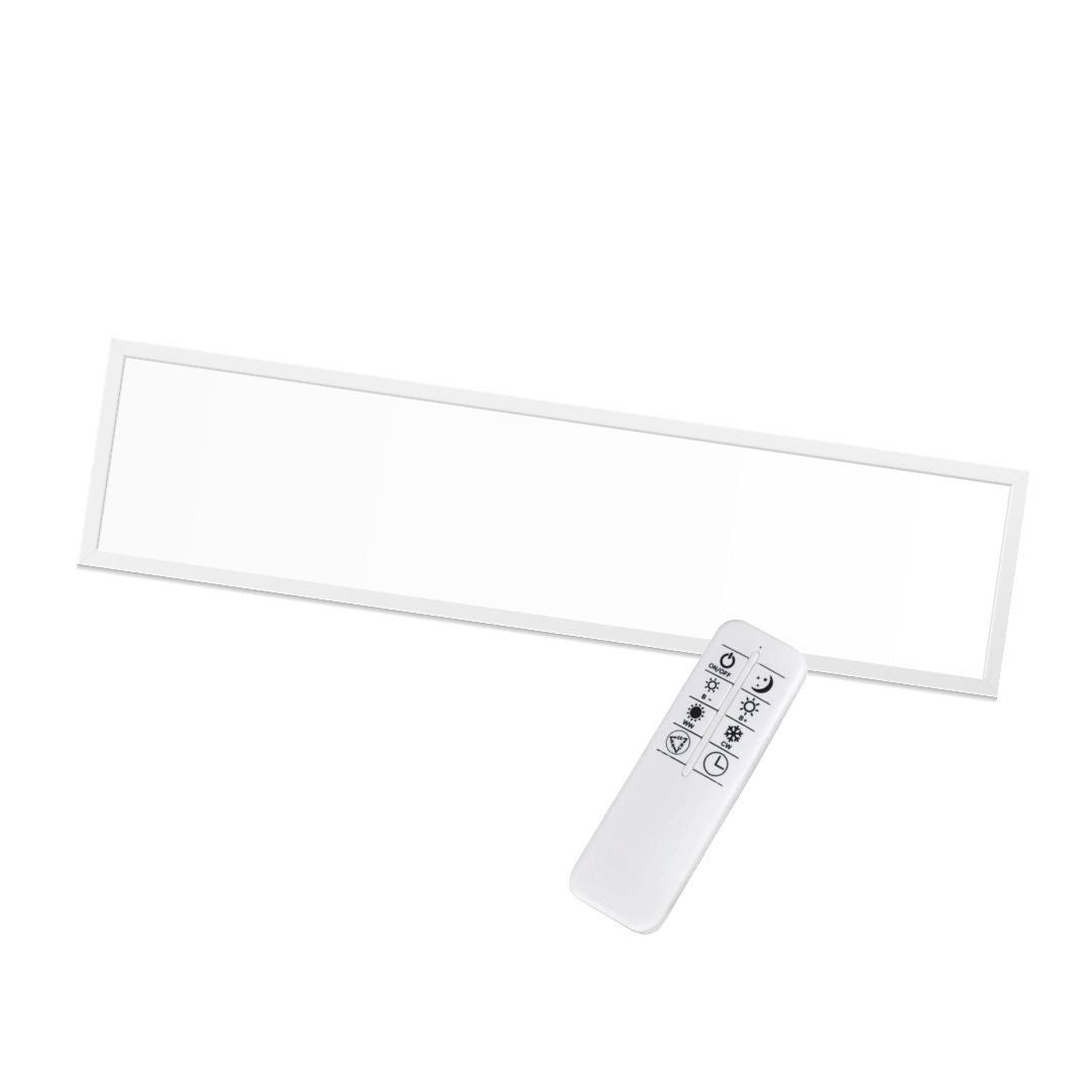 LED-Panel 120x30 cm, CRI 90, 40 W, 3000-6000 K, CCT, 3600 lm, flimmerfrei.