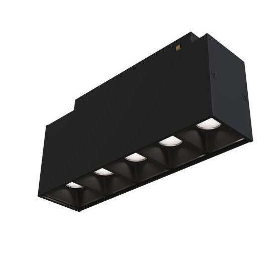 LED-Schienenleuchte, 5 Spots, magnetisch, 10 W, 24°, 800 lm, 3000 K, schwarz.