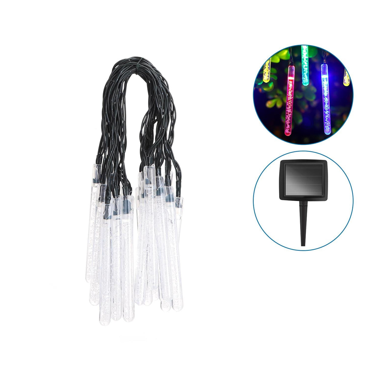 LED-Solar-Lichterkette in Röhrchen-Form, bunt.