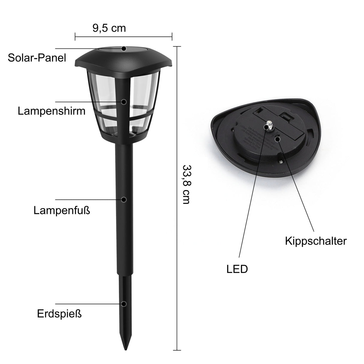 LED-Solargartenleuchte mit Spieß, 0,06 W, 6500 K.