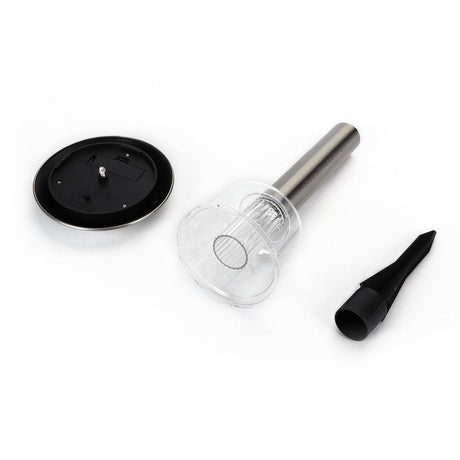 LED-Solargartenleuchte mit Spieß, 0,08 W, 3000 K, silber.