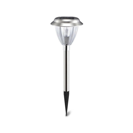 LED-Solargartenleuchte mit Spieß, 0,08 W, 6500 K, silber.