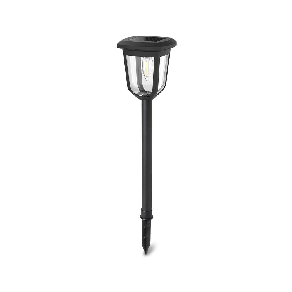 LED-Solargartenleuchte mit Spieß, 0,3 W, 3000 K, silber.