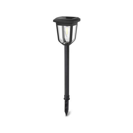 LED-Solargartenleuchte mit Spieß, 0,3 W, 3000 K, silber.